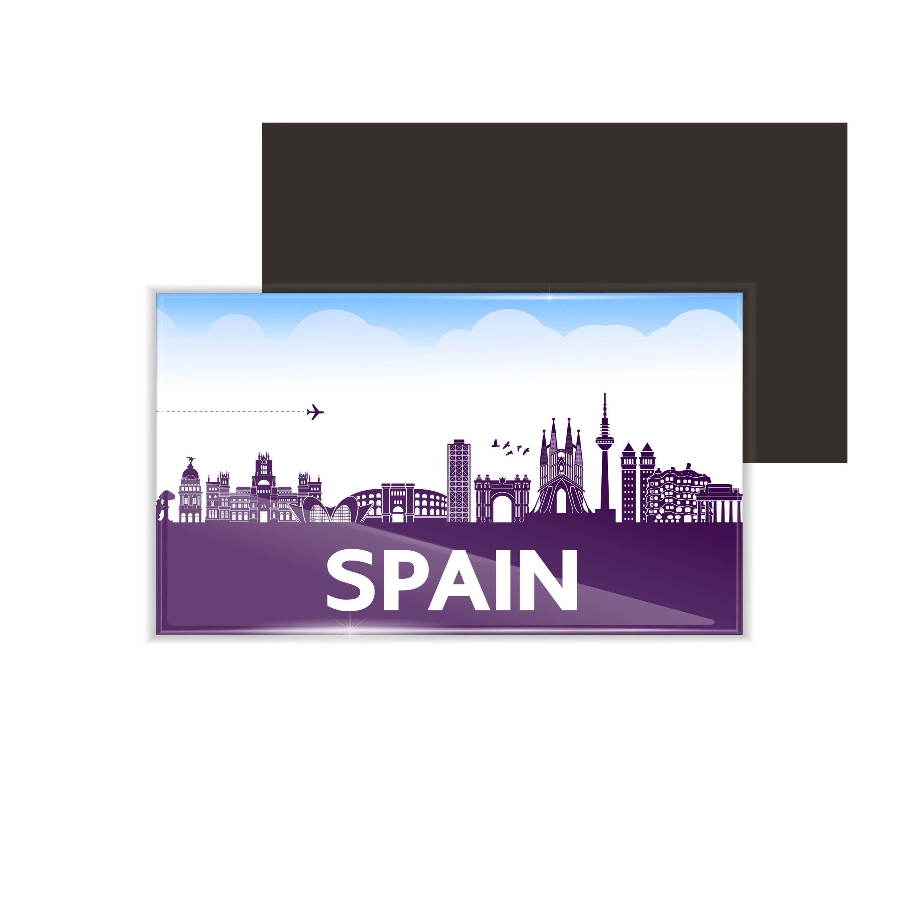 dhcrafts Fridge Magnet Rectangle Acrylic Glass (8.6 x 5.4 cm) Multicolor Travel Spain Design Pack of 1